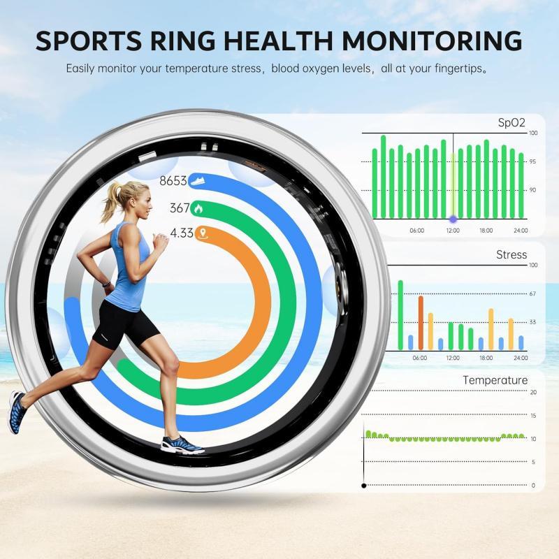 2025 New Smart Ring For Women Luxury Elegant Diamond Ring With Visible Tech Core Heart Rate Sleep Tracker Fitness Health Monitor IP68 Waterproof Compatible - More4LessLB