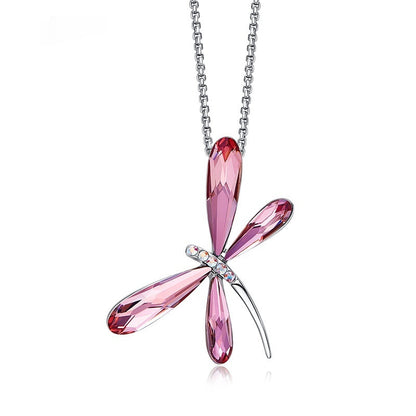 Ladies' Fashion Minimalist Versatile Crystal Dragonfly Necklace