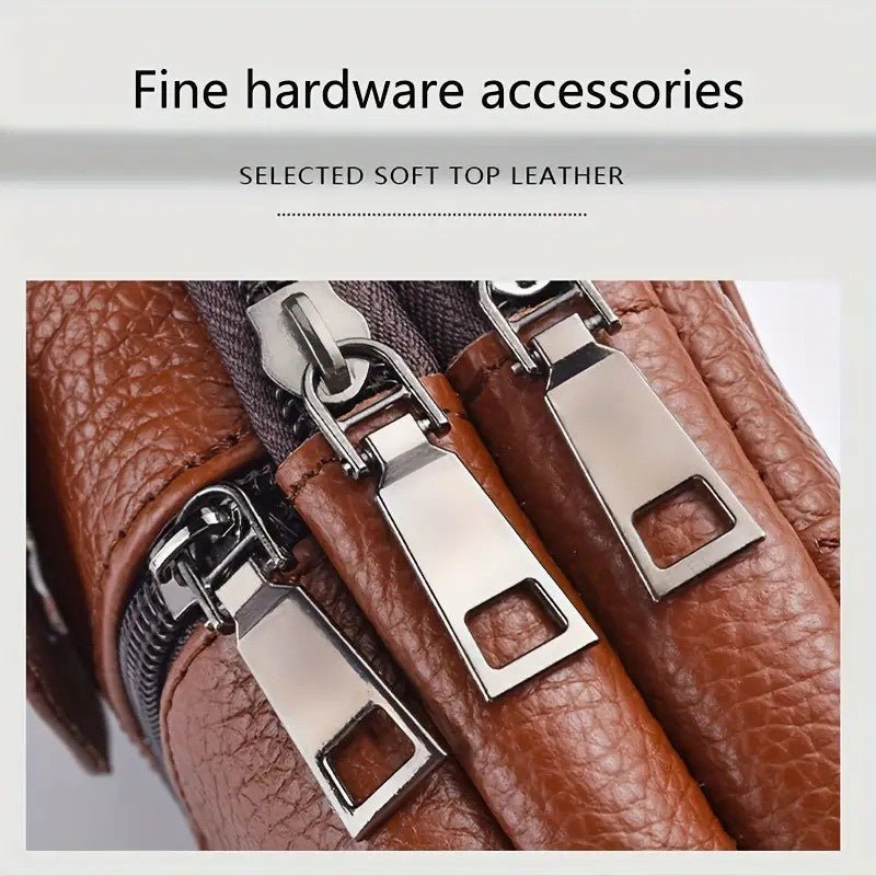 Leather Mobile Phone Shoulder Covers, Men's Belt Bags, Vertical Holster Belt Clip Pockets, Carrying Cases With Card Slots - More4LessLB