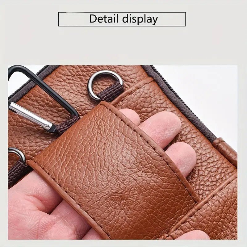 Leather Mobile Phone Shoulder Covers, Men's Belt Bags, Vertical Holster Belt Clip Pockets, Carrying Cases With Card Slots - More4LessLB
