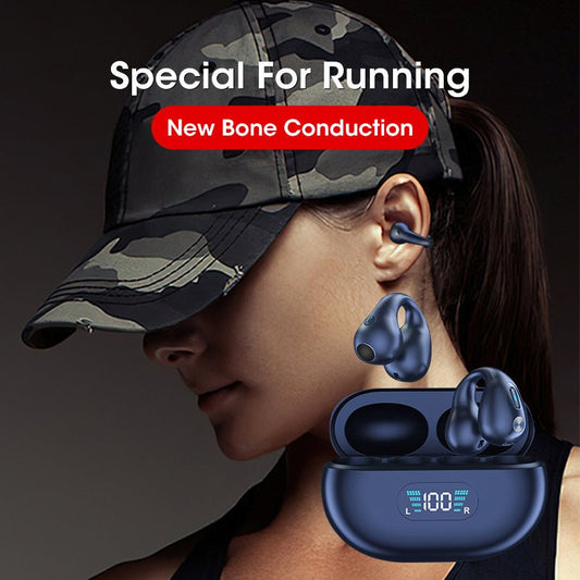Bone Conduction Headphones TWS Earbuds Ear Clip Bluetooth 5.3 Touch Wireless Earphone In - Ear Bass HIFI Sports Headset - More4LessLB