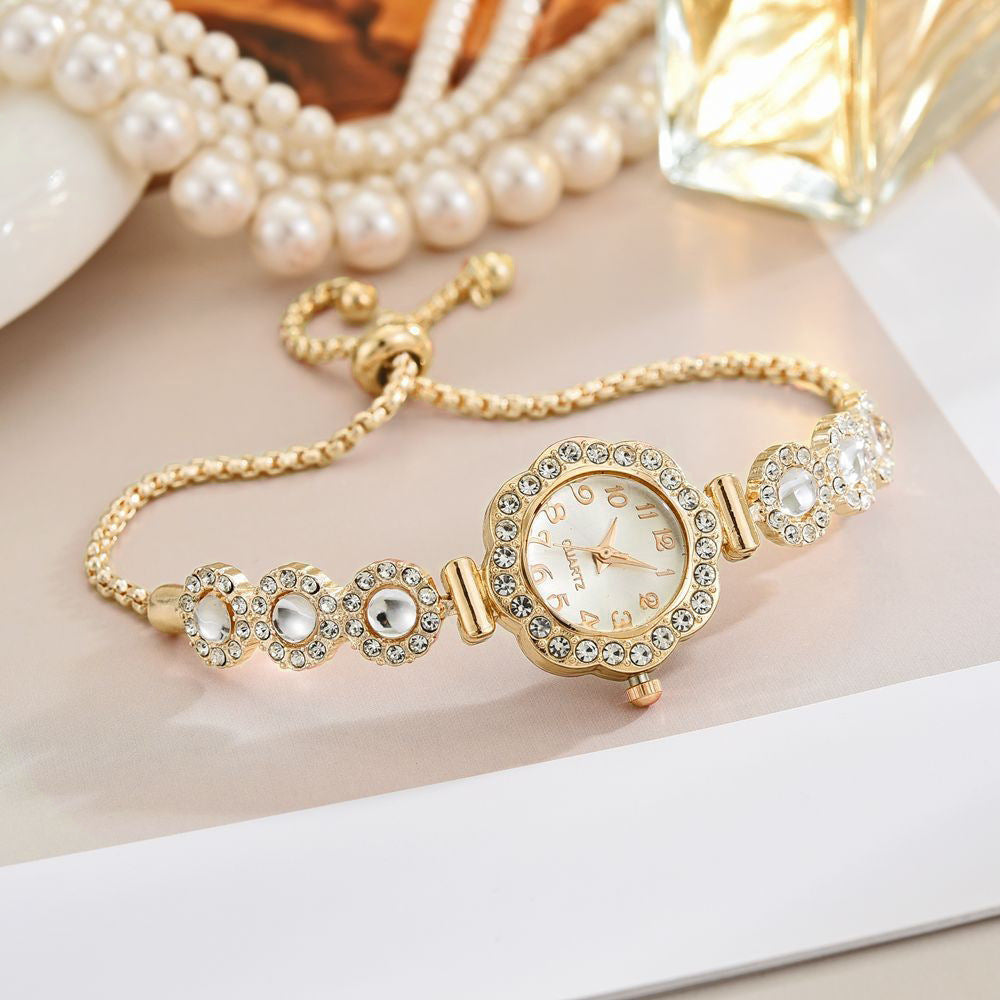 Free Pull-out Bracelet Women's Watch Fashion Color Diamond
