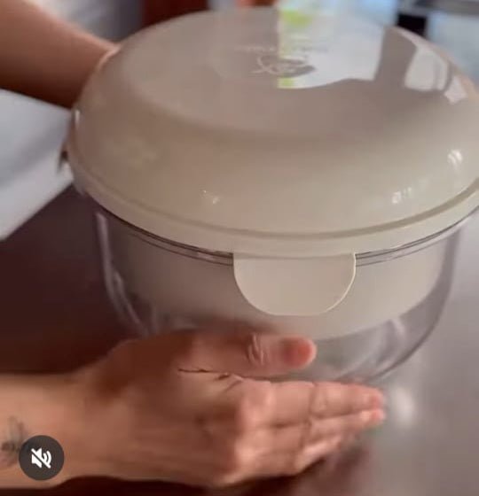 Close-up showing yogurt being strained
