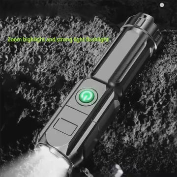 Smiling Shark Torch LED Light front view

Torch light showing 3 lighting modes

Adjustable beam width – USB rechargeable torch