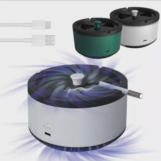 Electronic filter ashtray – USB rechargeable

Close-up of ashtray with scented disc

White electronic ashtray on table

Green electronic ashtray with extra sponge filter