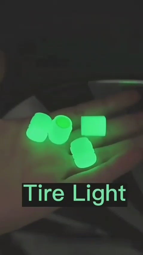 Phosphorescent wheel valve covers glowing at night

Set of 4 valve covers in multiple colors

Valve covers on car wheel, reflective and phosphorescent