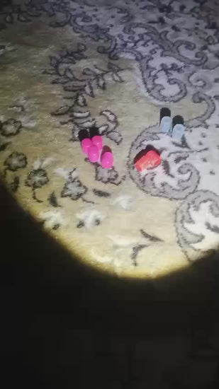 Phosphorescent wheel valve covers glowing at night