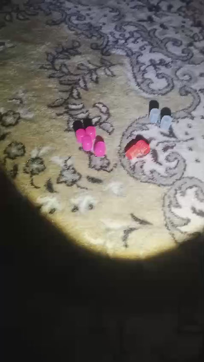 Phosphorescent wheel valve covers glowing at night