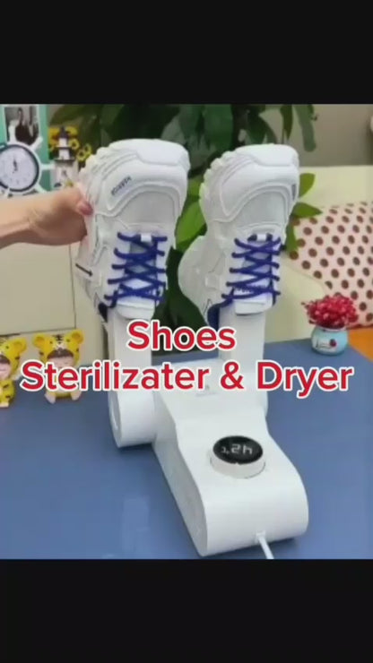 Electric Shoe Sterilizer & Dryer front view

Shoes drying inside the sterilizer

Compact and lightweight shoe dryer for home use